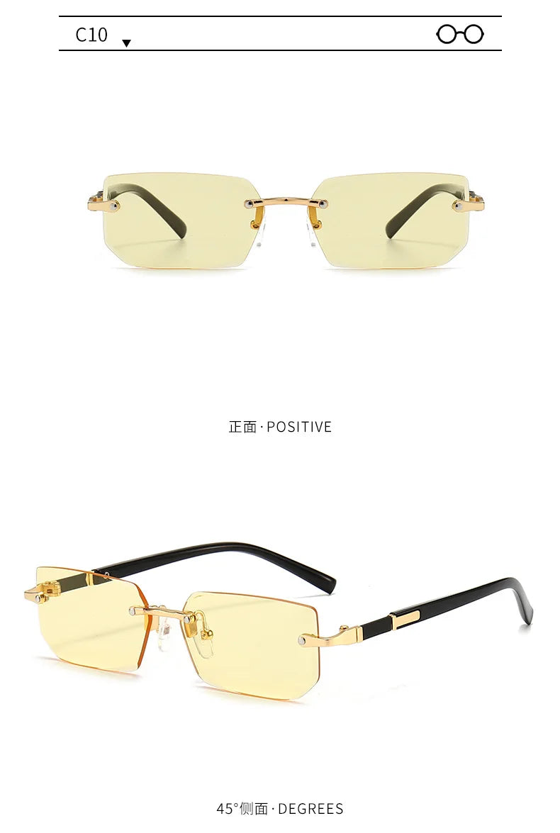 Rimless Rectangle Fashion Sunglasses نظارات شمسية مستطيلة بدون إطار