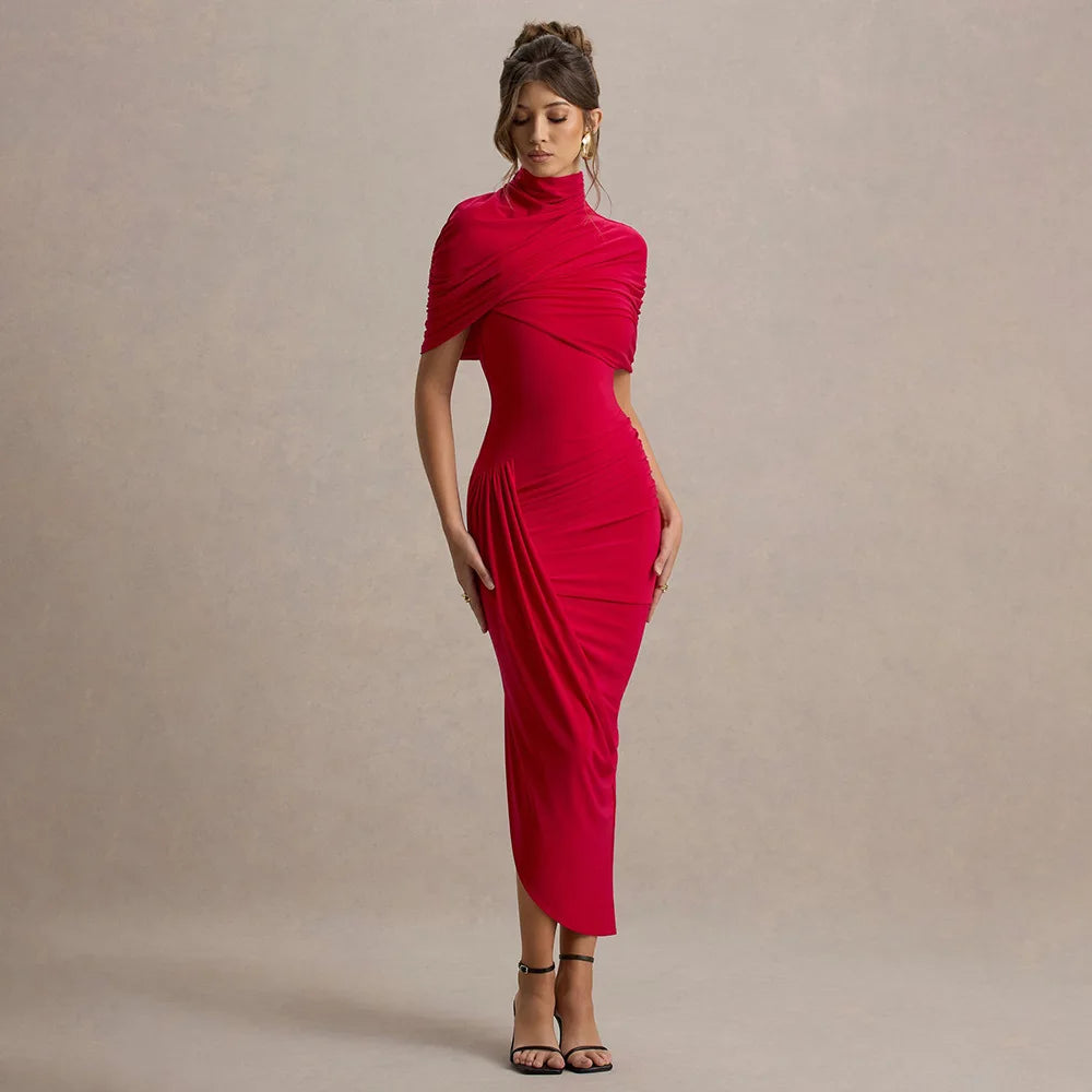 Chic Irregular Pleated Ruched Strapless Dress Women Sleeveless Off Shoulder Slim Short Dresses 2026 New Lady Evening Party Gowns