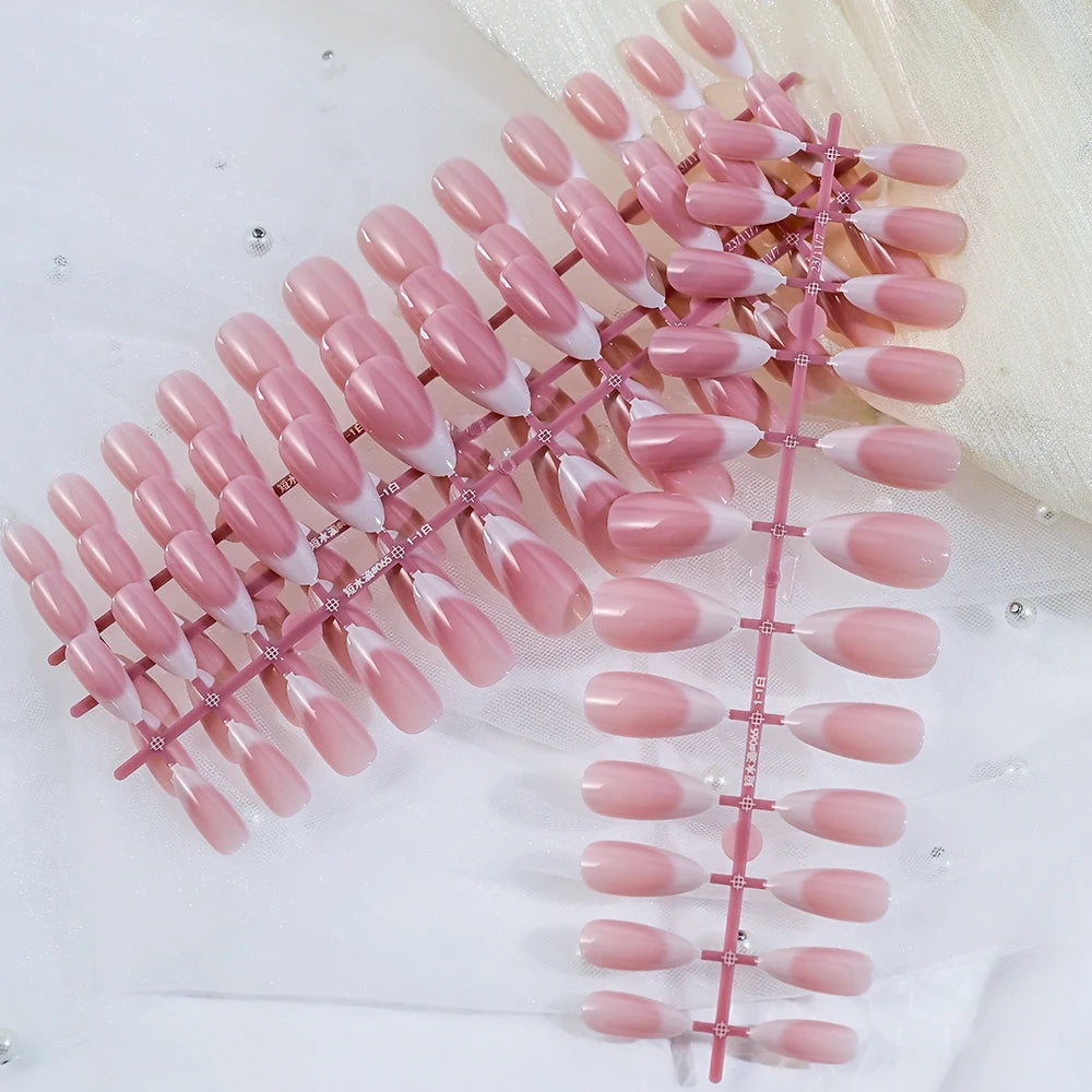 120Pcs Medium French Almond Press On Nails أظافر لاصقة فرنسية لوزية متوسطة – 120 قطعة