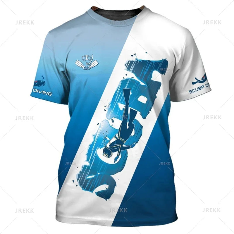 Summer 3D Diving Print T Shirt Breathable Quick Dry Family Style for Kids Adults Fashion Streetwear Sports Fitness Apparel