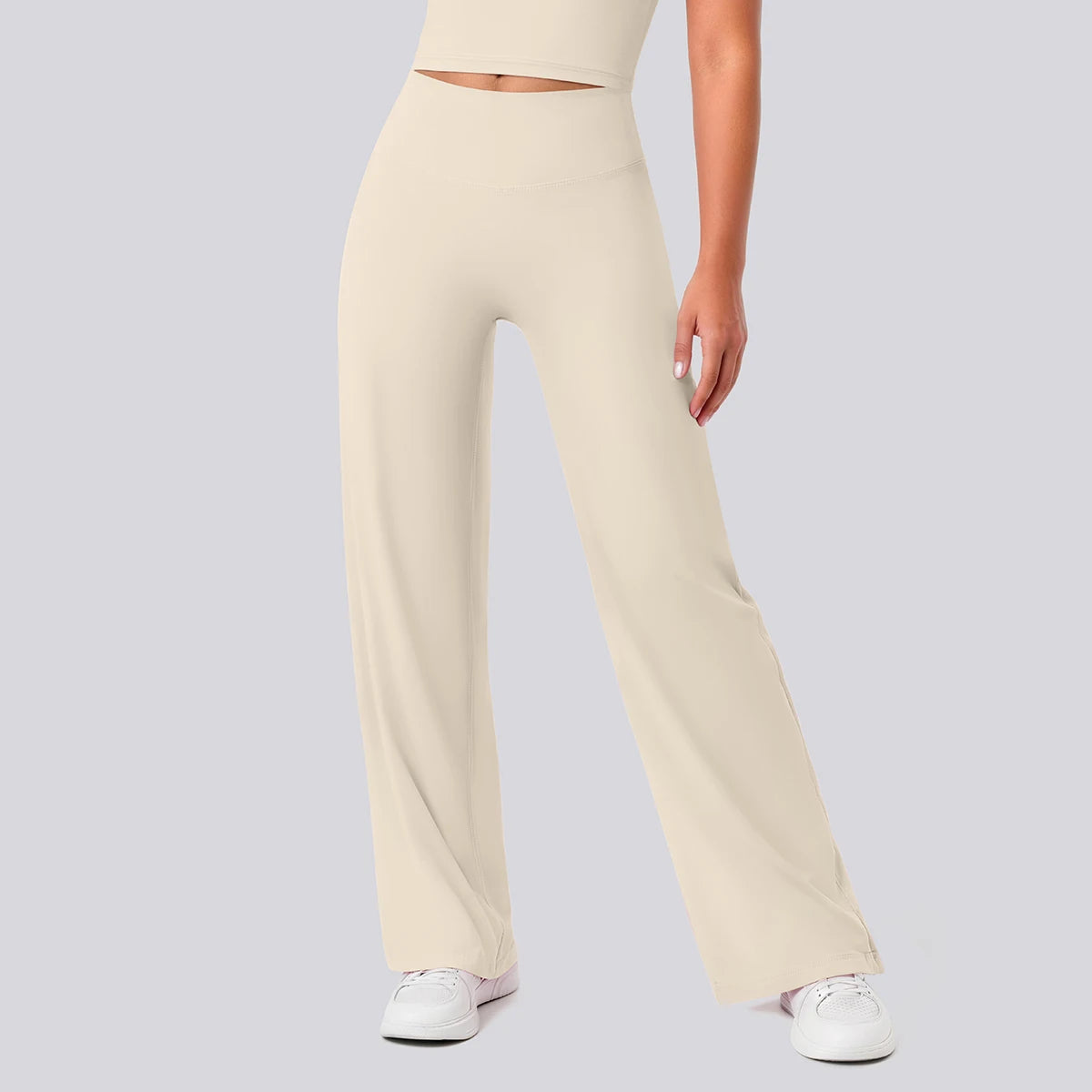 Rooftrellen Women's Sports Pants Bell-bottoms High Waisted Gym Loose Wide Leg Pants Solid Color Thin Fitness Sports Female Pants