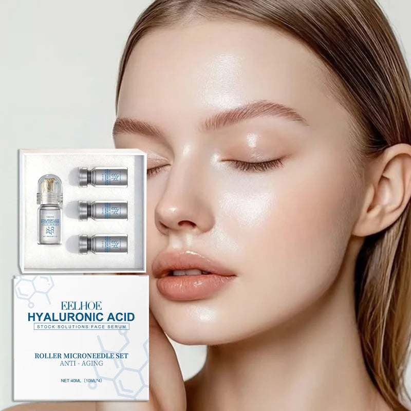 Deeply Hydrating Korean Facial Essence Set Hyaluronic Acid Microneedle Roller Skin Care Easily Absorbed Moisturizing Essence