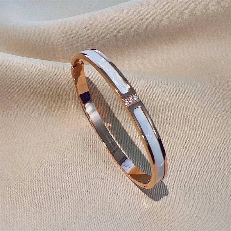 ZAKOL 5/1pcs Sparkling Zirconia Inlaid Stainless Steel Copper Bracelet Set for Women Luxury Shiny Zircon Stackable Jewelry Gift