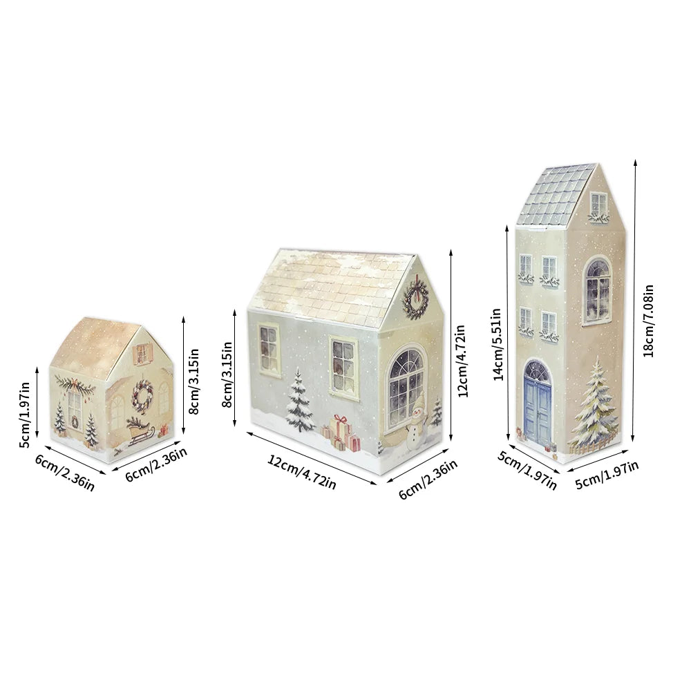24 Pcs Christmas House Boxes,24 Christmas Calendars Self Boxes DIY Christmas Village Houses Snow Landscape,Small Christmas Boxes