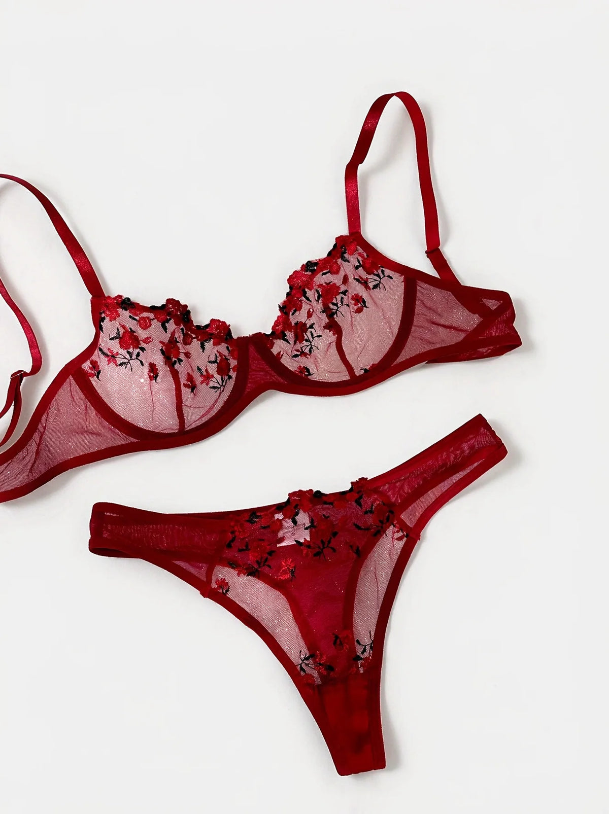 French-style floral embroidery lace lingerie set,sexy and pure desire sheer bra support,Valentine's Day party