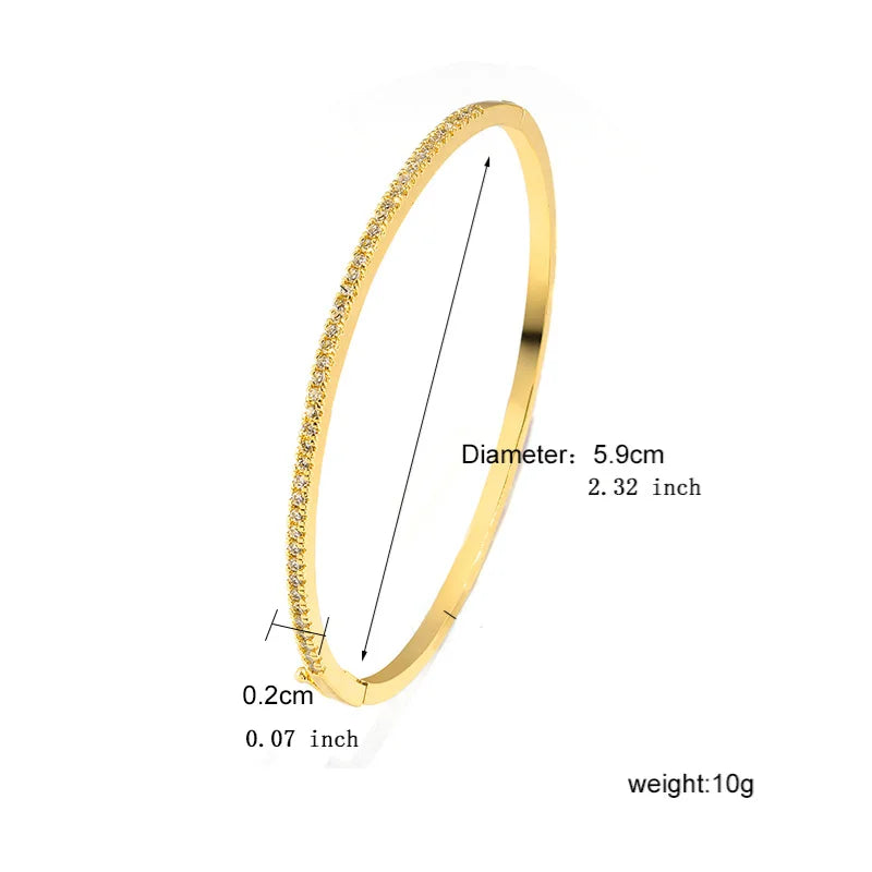 ZAKOL Simple Fashion Micro-inlaid Zirconia Thin Bangle for Women Brand Design Shiny Zircon Bracelets Jewelry Gift