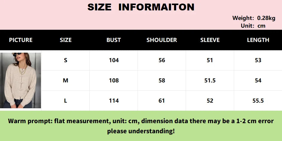 Women Vintage Knitted Sweater Causal Long Sleeve O-Neck Soft Warm Chinese Style Buckle Cardigan Female Autumn Winter Outerwear