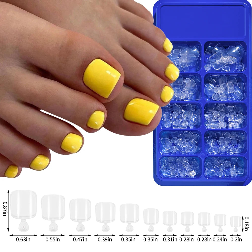100/120pcs False Toenails French Short Square Full Cover Fake Toe Nails Acrylic Pink Clear White Press on Toenails For Women