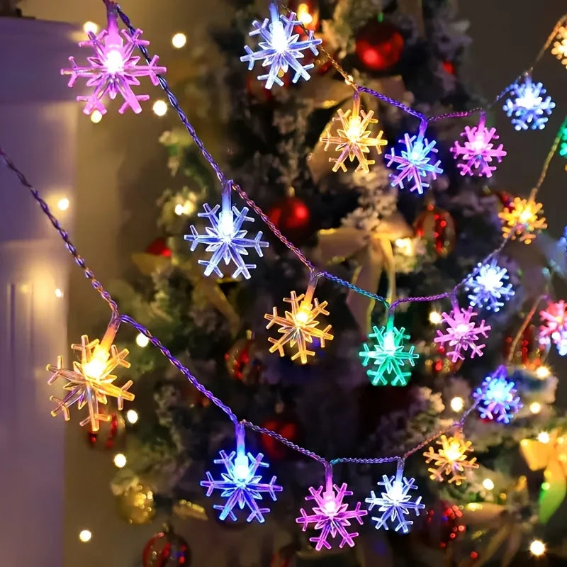 1 String of Christmas Snowflake Lights, Party Decoration Lights, Christmas Decorations, Birthday Party Supplies, Room Decoration