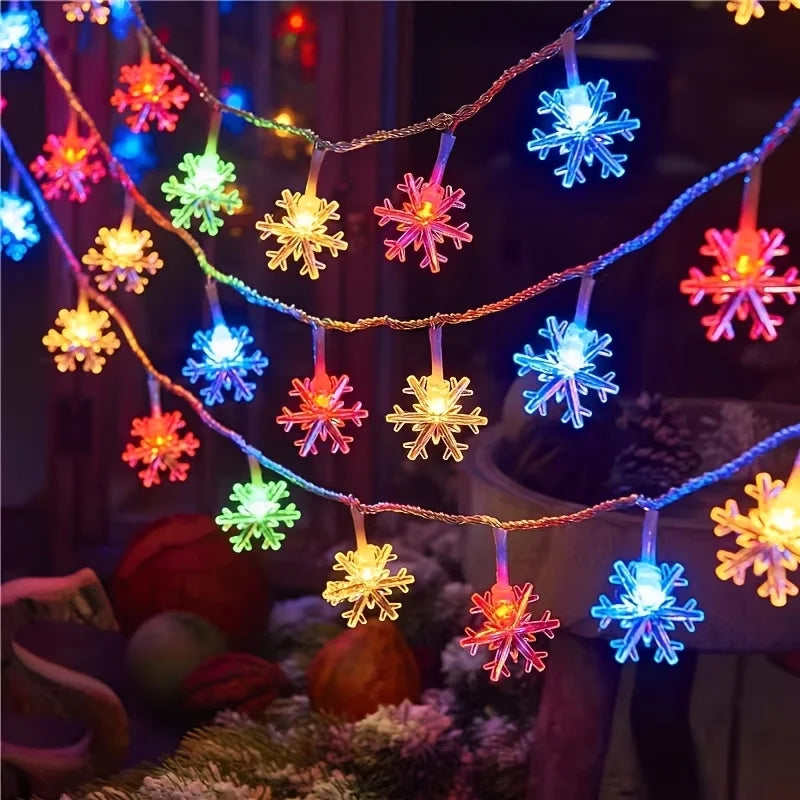 1 String of Christmas Snowflake Lights, Party Decoration Lights, Christmas Decorations, Birthday Party Supplies, Room Decoration