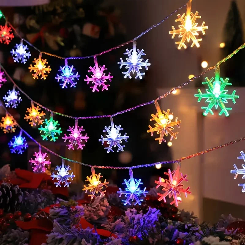 1 String of Christmas Snowflake Lights, Party Decoration Lights, Christmas Decorations, Birthday Party Supplies, Room Decoration