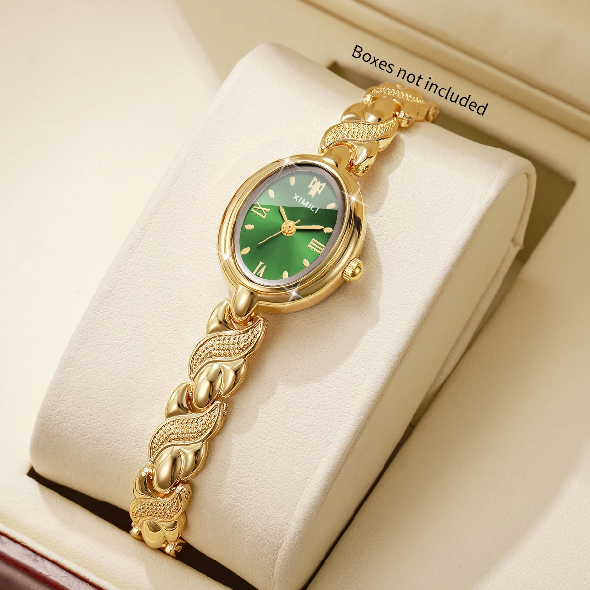 Luxury Gold Oval Women Quartz Watch Roma Dial Metal Bracelet Elegant Ladies Dress Wristwatch Clock Relogio Feminino（Without Box）