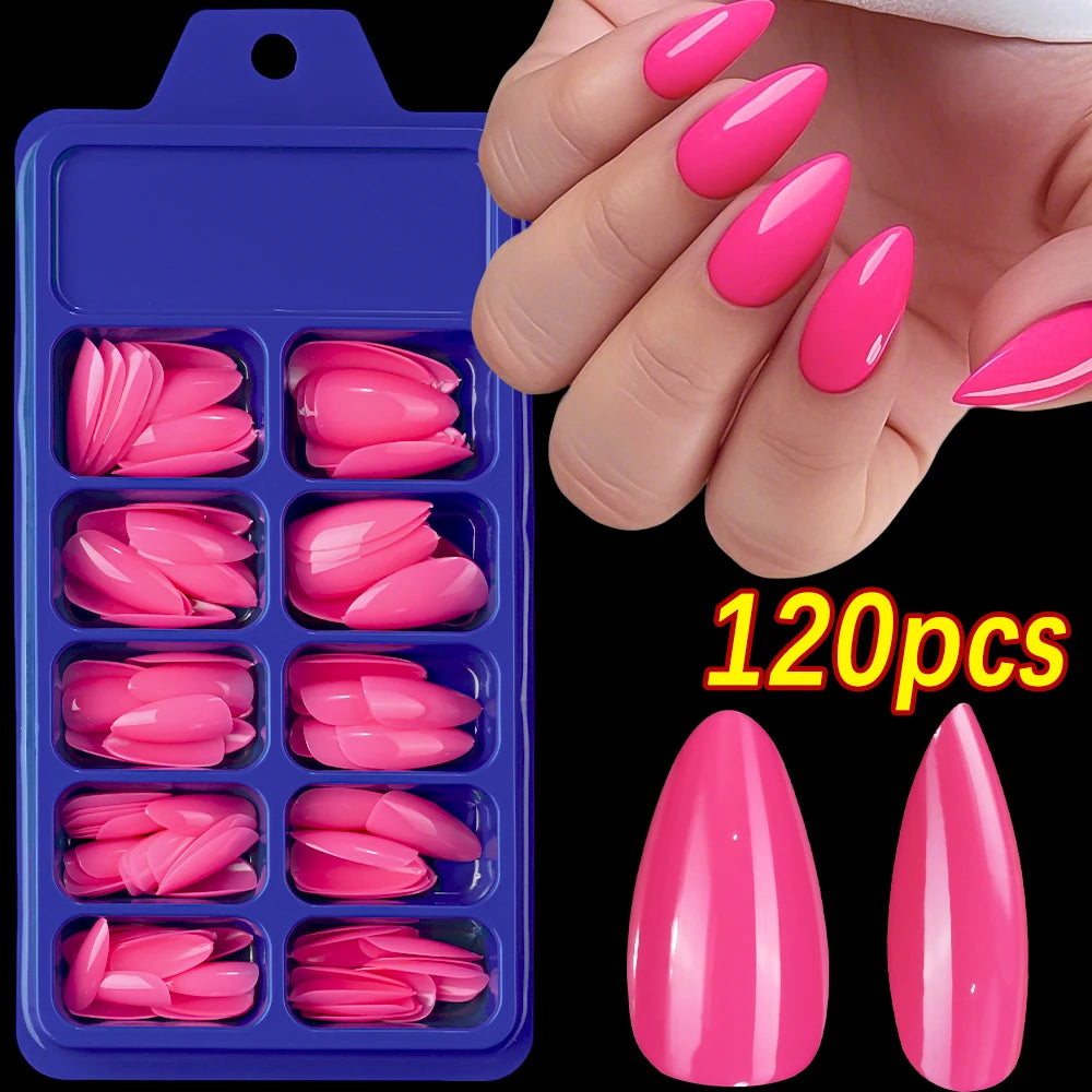 100/120Pcs Pink White Medium Square False Nails Acrylic Full Cover Ballerina Fake Nails DIY Manicure Extension Press On Nails