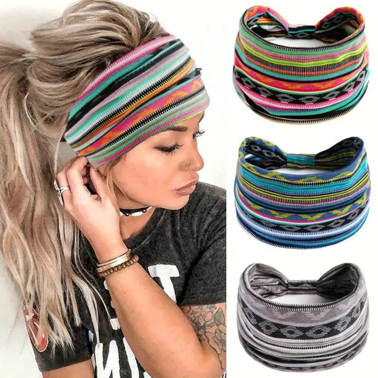 Boho Cotton Elastic Headscarf Set (1–3 PCS)