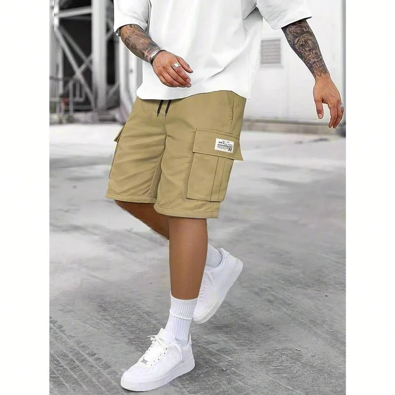 Men's work shorts; summer comfort; multi-pocket; outdoor leisure sport beach pants; elastic waistband
