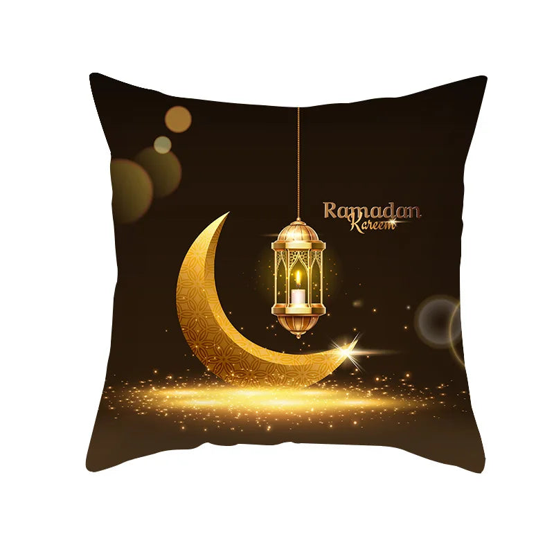 2026 Ramadan Islamic Pillow Cover – Moon & Mosque Design (45×45 cm)