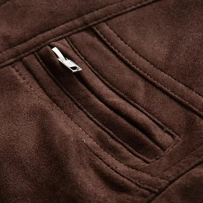 Vintage Women Leather Jacket 2026 New Autumn Winter Solid Zipper Lapel Collar Short Coat Long Sleeve Pockets Fashion Outerwear