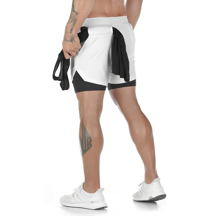 Men Running Shorts Camo Gym Sports Shorts 2 in 1 Quick Dry Workout Fitness Training Jogging Short Summer with Pocket Men Shorts