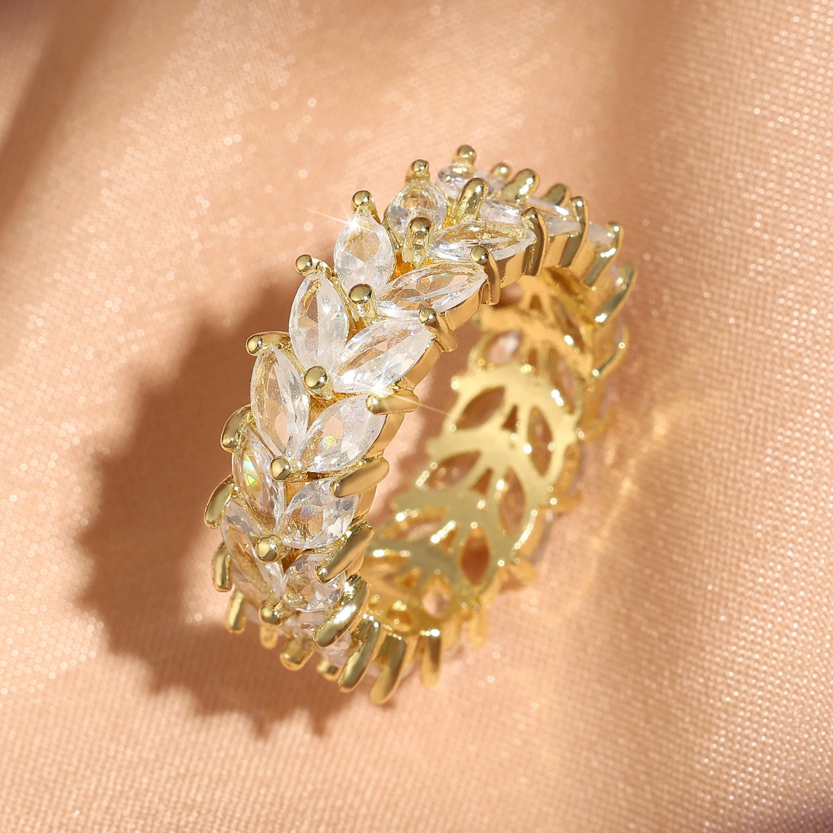 Classic Cubic Zirconia Engagement Rings for Women Luxury 18K Gold Color Plated Wedding Party Jewelry