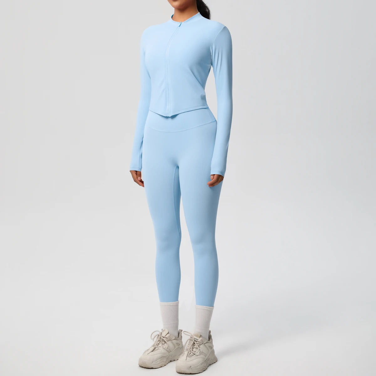 Hot Sale New Yoga Suit for Women Solid Color Yoga Zipper Long Sleeves Slim Casual Jacket Top Quick Drying Fitness Pants Gym Set