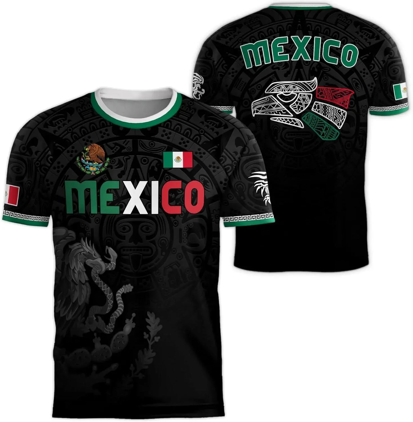 MEXICO Flag 3D Print Sport Quick-dry Breathable Men T-shirt Outdoor Football Jersey Team Short-sleeve Parent-child Top Clothing