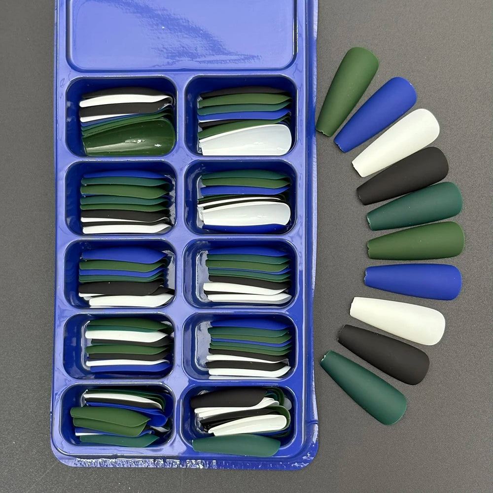 120Pcs Long Coffin False Nails Mixed Color Press On Nails Acrylic Manicure Extension Artificial Square Full Cover Fake Nail Tips