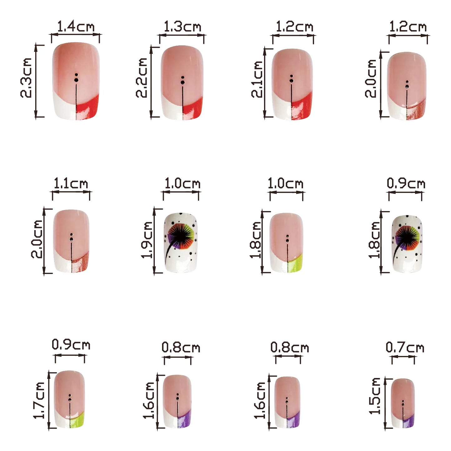 24pcs/set medium long fake nails square ballet nail tips glitters starry sky moon star feather design press on false nail art