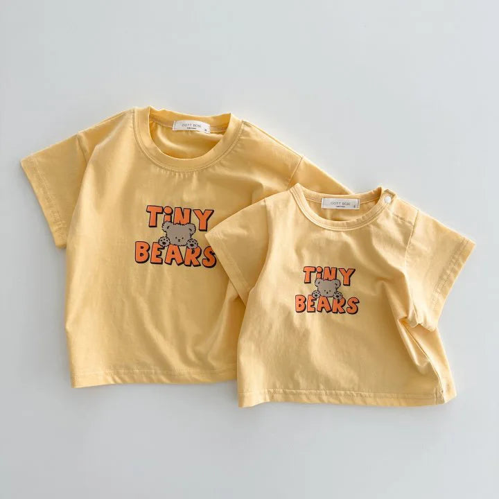 2025 Summer New Baby Short Sleeve T Shirt Cute Bear Print T Shirts For Boy Girl Candy Color Tee Toddler Tops Baby Clothes