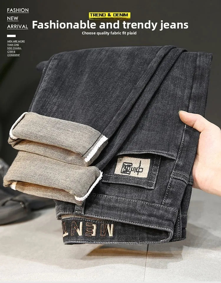 New Arrivals Men's Jeans High-end Brand Embroidery China Casual Slim Boyfriend Pants winter  Autumn Jeans Black Luxury Pants