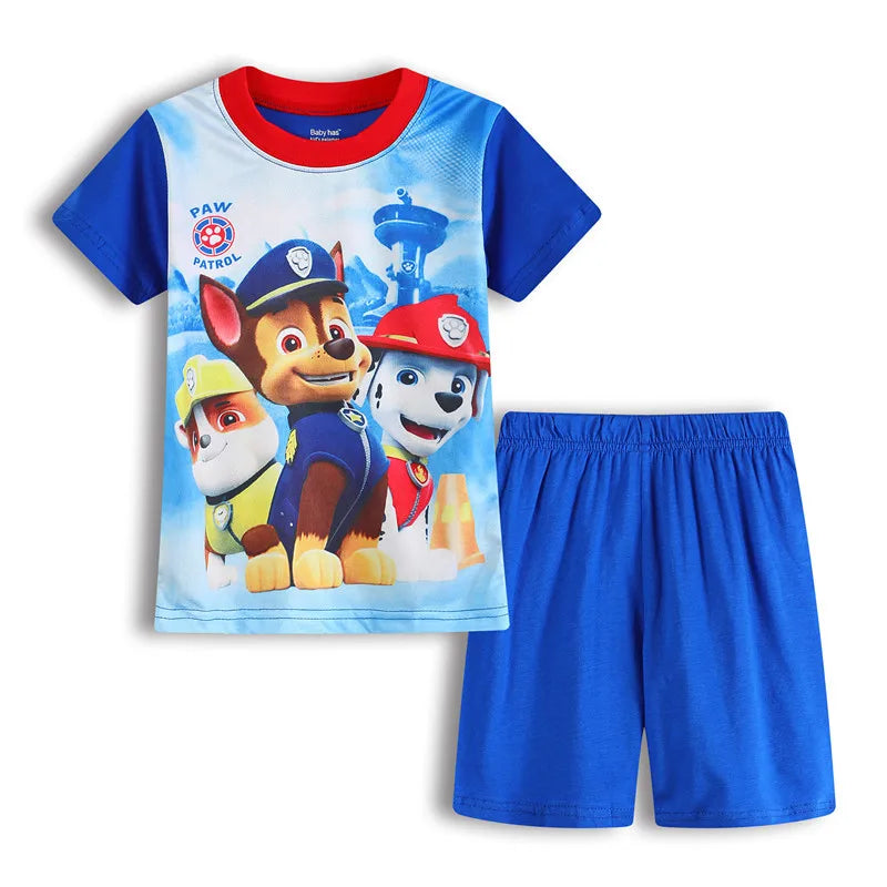 Summer Baby Boys Home Clothes Sets PAW Patrol Kids Pajamas Short Sleeve Round Neck Outfits Toddler Sleepwear Suits