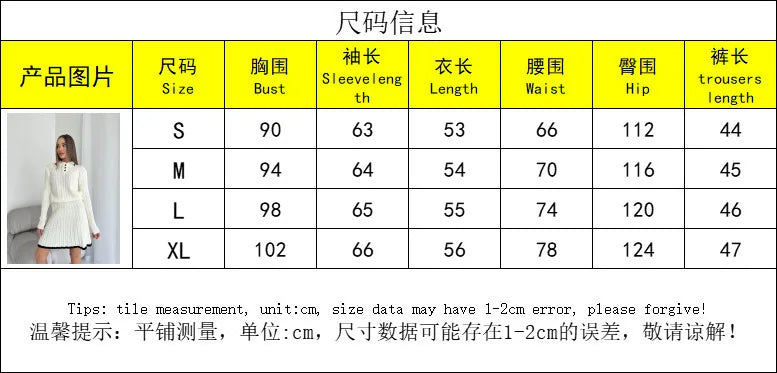 BKLD 2026 New Casual Skirt Sets Long Sleeve Tops Knitted Button Sweater And Mini Skirts Two Piece Sets Clothes For Women