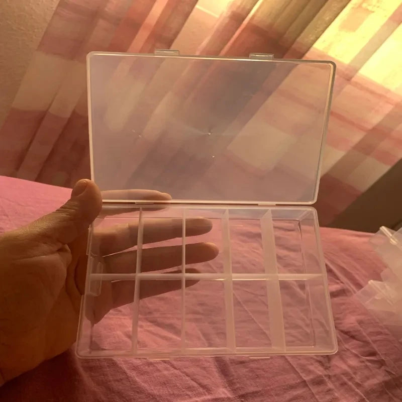 10 Grids Transparent Nail Art Storage Box علبة تخزين شفافة متعددة الأقسام لمستلزمات الأظافر – 10 خانات