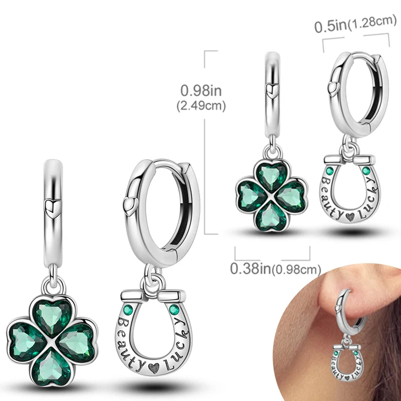 925 Sterling Silver Hoop Earrings with Zircon