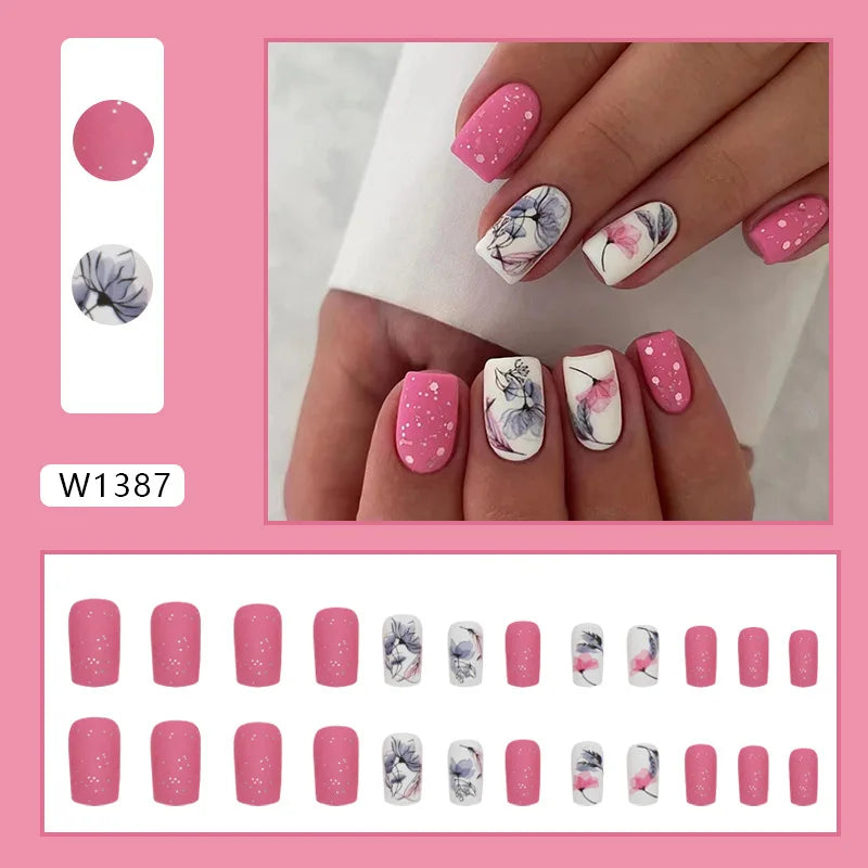 Leopard Print Pink Gradient Press-On Nails – 24PCS