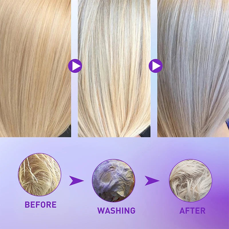 Gray Color Fixing Hair Mask Shampoo Cover Gray Hair Fade Yellow After Bleach Hair Shampoo Non-irritating Purple Shampoo Blonde