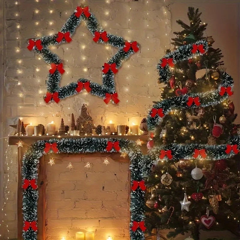 10M Christmas Eve Decoration Bar Tops Ribbon Garland Christmas Tree Kitchen Ornaments Wedding Party Decoration Prop