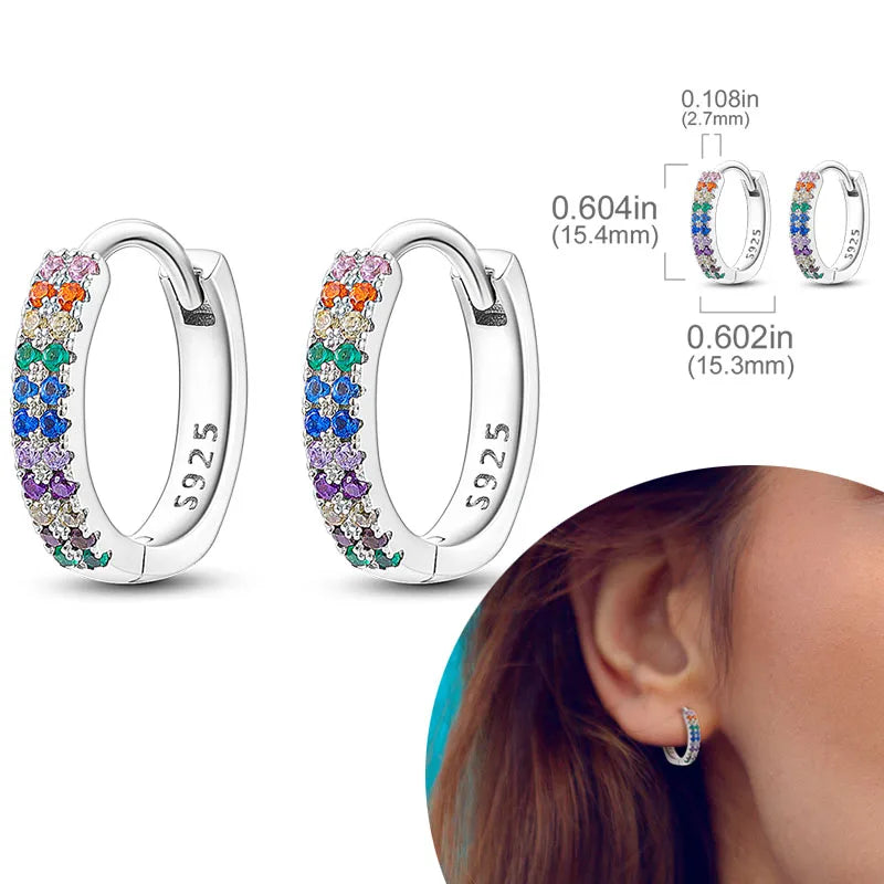 925 Sterling Silver Hoop Earrings with Zircon