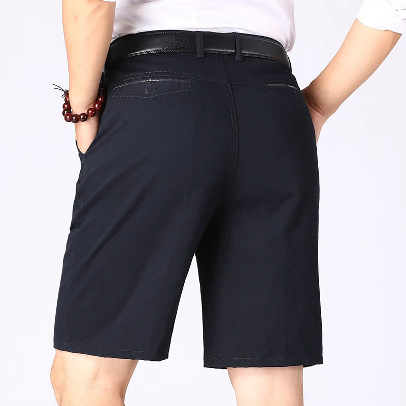 Classic Cotton Board Shorts Knee Length Comfortable Bermuda Shorts Outdoor Beach Shorts Black Khaki
