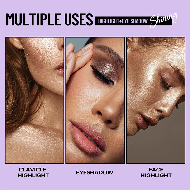 8 Colors Pearlescent Liquid Eyeshadow Fine Shimmer Highlight Glitter Eye Shadow High Shine Long-Lasting & Smudge-Proof Makeup