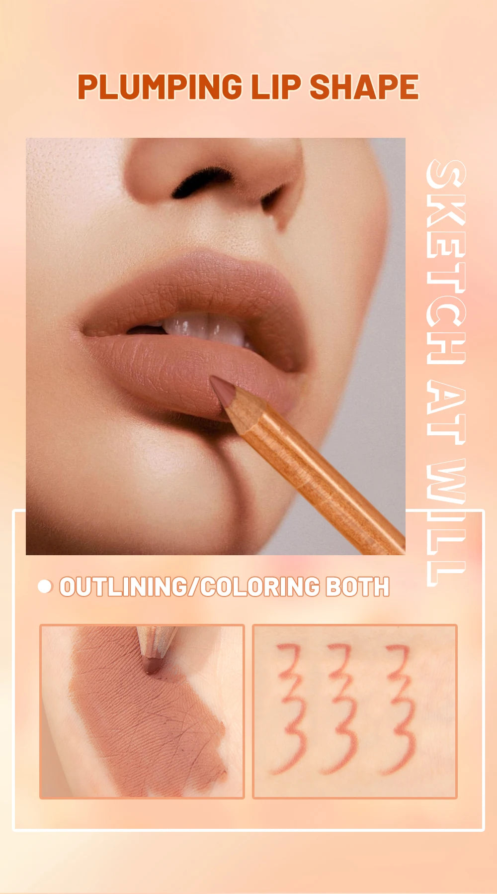 QIBEST Lip Liner Pencil Contour Matte Lipstick Pens Smudge Proof Silky Lipliner Not Easy Fade Outline Sculpt Lipliner Makeup Set