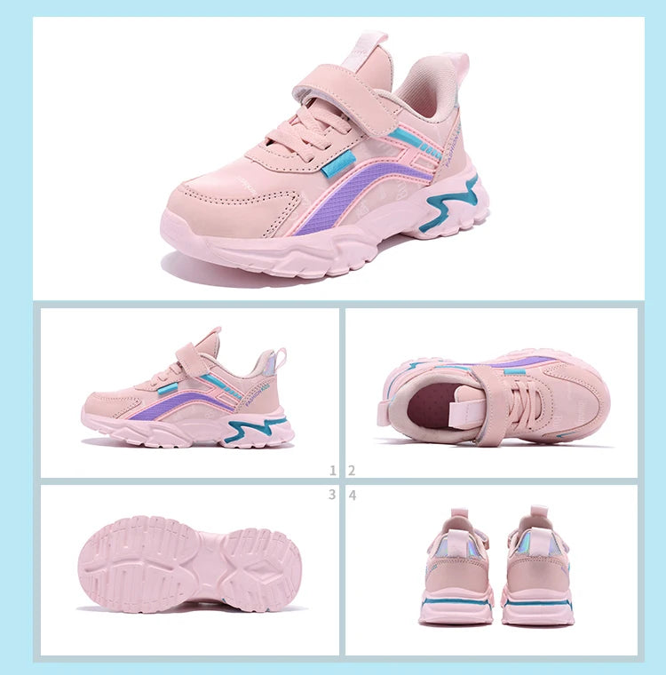 Kids Casual Pink Girls Leather Shoes Fashion For 7-15y Lightweight Running Young Student's Children Sports Girl's Shoe NBGAGA