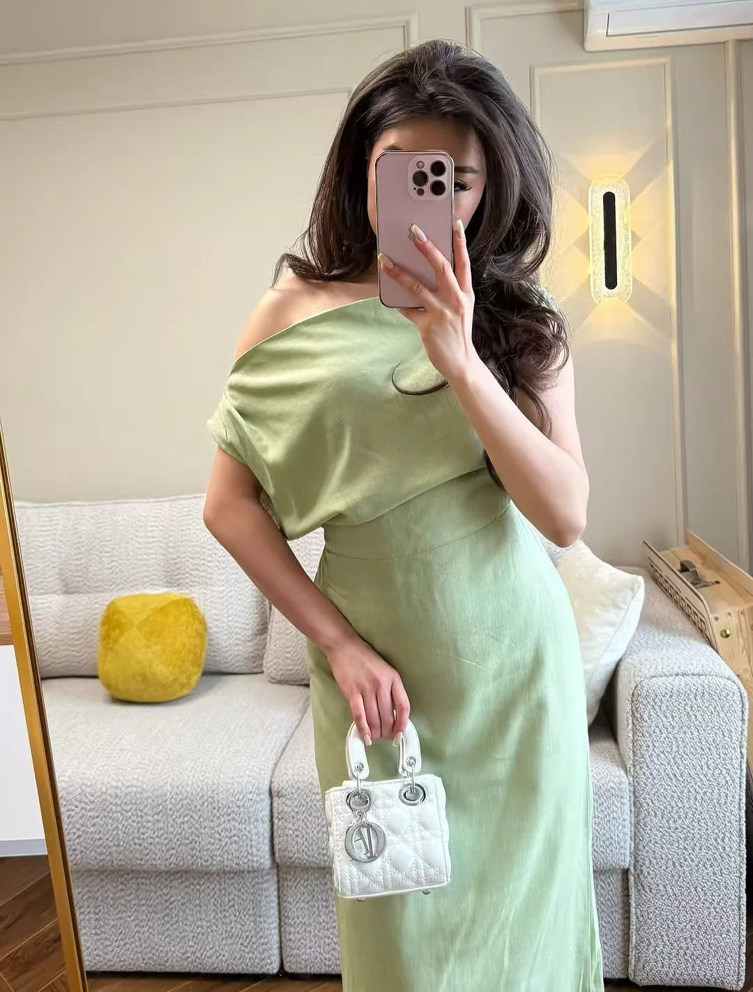 Elegant Solid One Shoulder Dresses Lady Skew Collar Waist-cinching Sleeveless Long Dress 2026 Women New Party Club Gowns