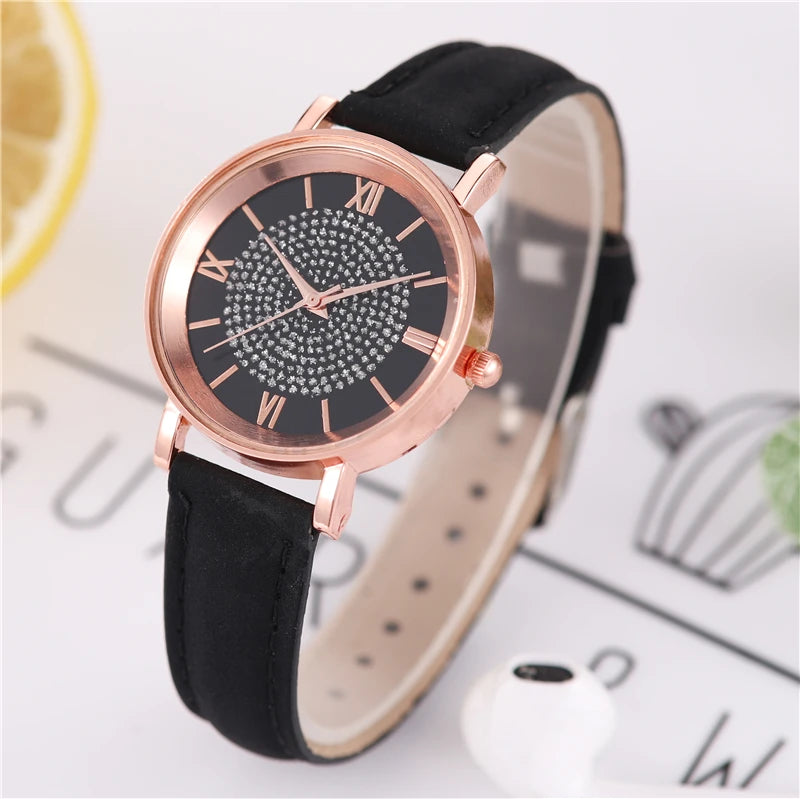 Fashion Arabic Dial Women's Watch Casual Leather Band Analog Quartz Watches