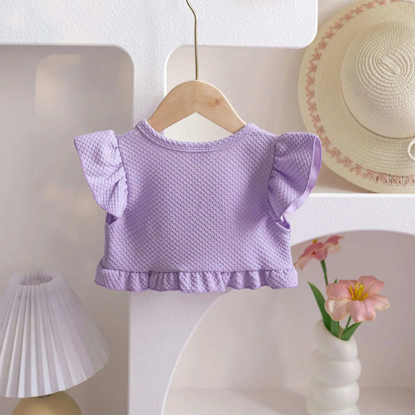 Baby Girl Sweet Summer Cardigan Bolero Jacket Short Fly Sleeve Ruffled Coat Outerwear Toddler Clothes for Wedding Birthday Party