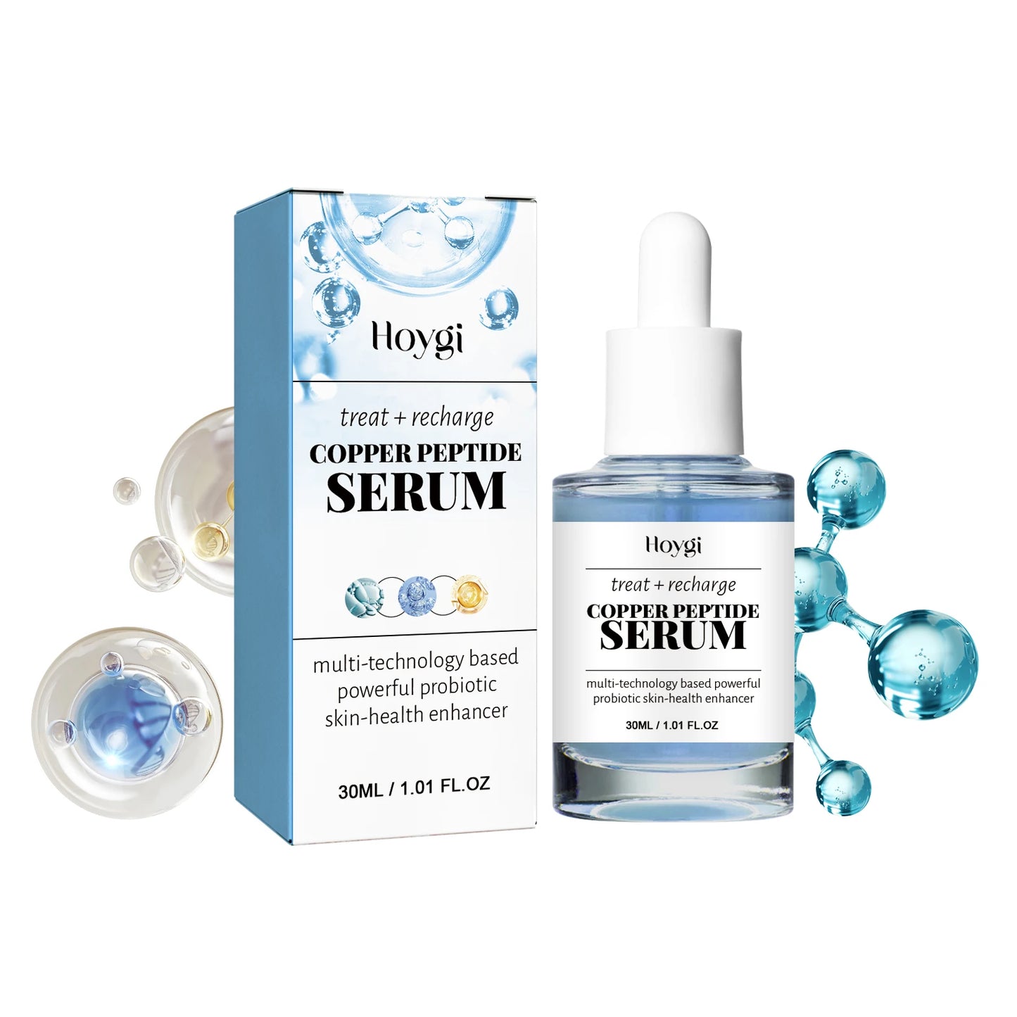 Copper Peptide Serum Fade Fine Lines Shrink Pores Skin Care Smoothing Firming Hyaluronic Acid Brightening Moisturizing Serum
