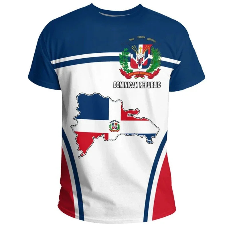 DOMINICAN REPUBLIC Flag 3D Print Sports Quick-dry Breathable Men T-shirt Outdoor Football Jersey Team Short-sleeve Top Clothing