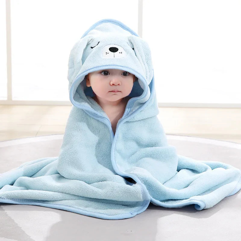 Customized Name Cartoon Animal Baby Bath Towel Soft Newborn Hooded Absorbent Infant Towel with Cap - Baby Shower Gift
