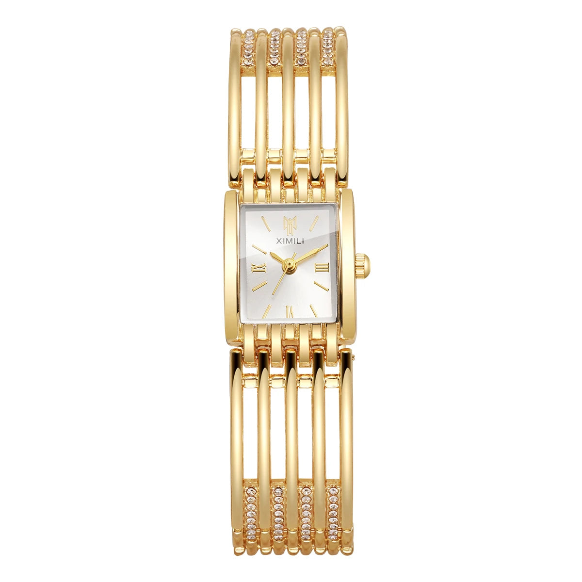 Luxury Gold Bracelet Strap Women Quartz Watch Rectangle Roman Dial Ladies Dress Wristwatches Clock Relogio Feminino（Without Box）