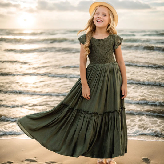 3-14 years Girls Lace Bohemia Long Dresses