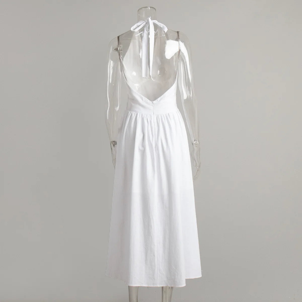 BKLD Pure Cotton Long Dresses 2026 Spring Summer High Waist V-Neck Lace-Up Maxi Dress Party Clubwear Solid Color Women Clothing